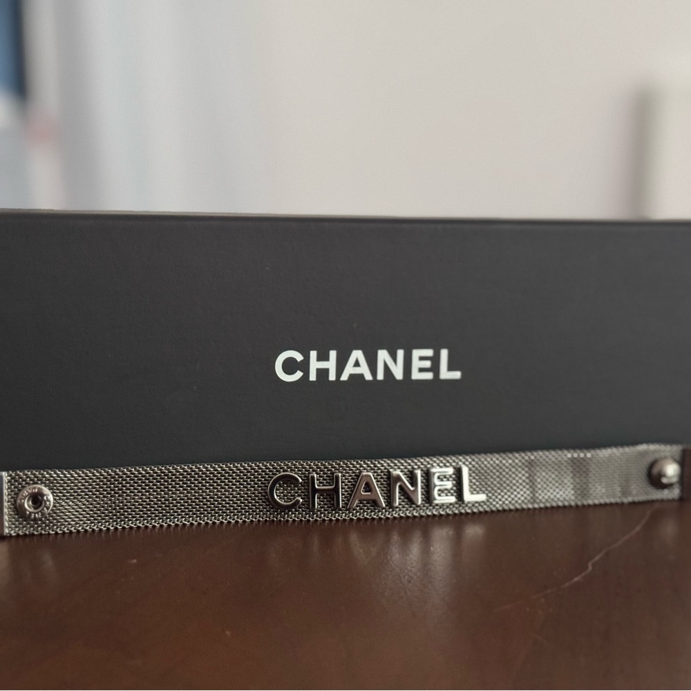 Chanel Logo Silver Mesh Bracelet